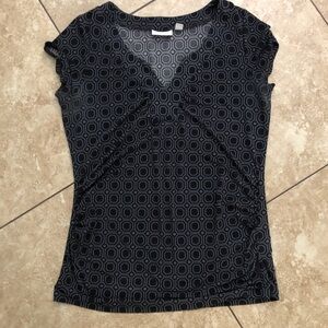 New York & Company Black Patterned Blouse